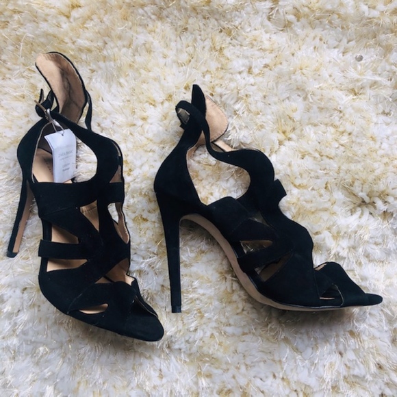 Zara Black Caged Open Toe Heels Size 9 - Picture 1 of 8